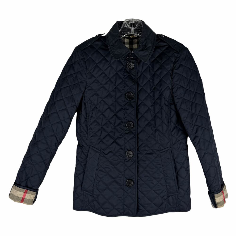 Burberry Ashurst Diamond Quilted Jacket Check Lining Dark Blue Size XS - Picture 3 of 14